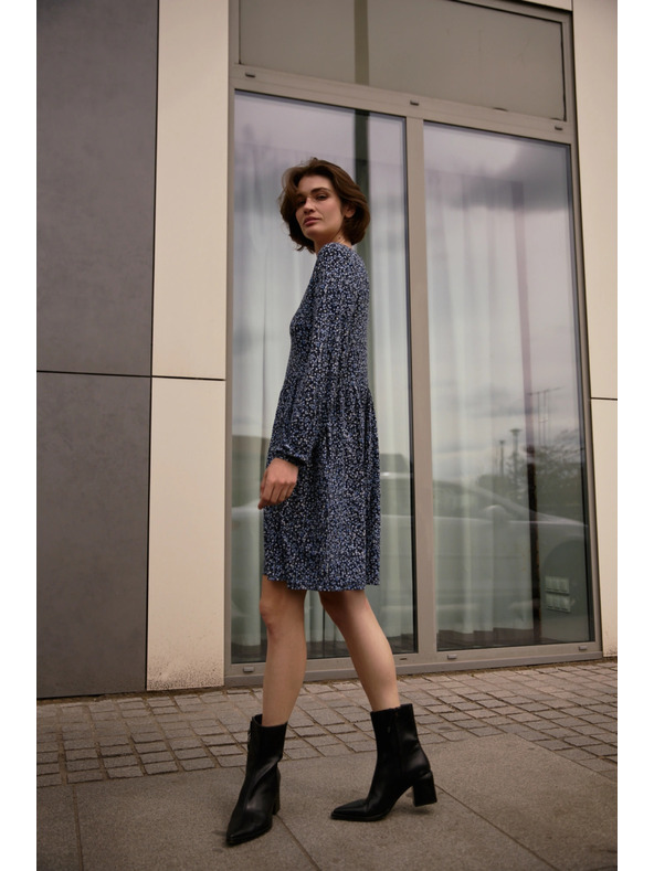 Moodo Modra vzorčasta obleka Moodo