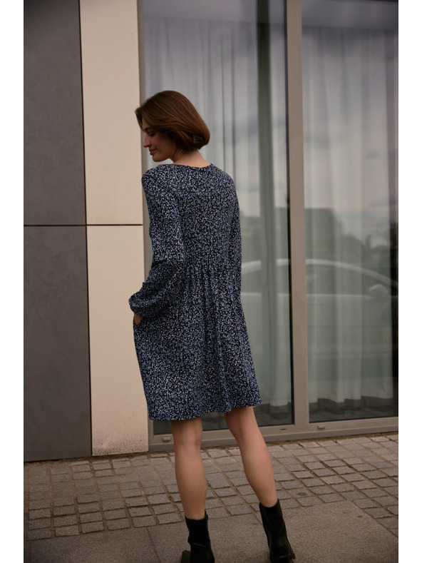 Moodo Modra vzorčasta obleka Moodo