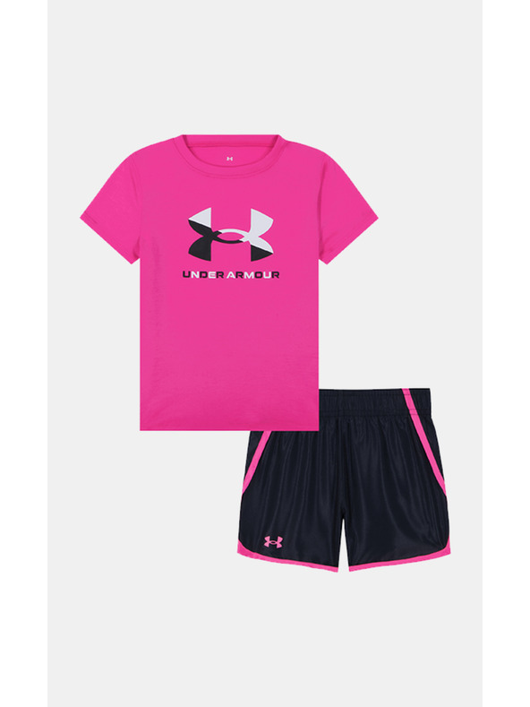 Under Armour Dekliški set Under Armour UA LOGO WOVEN SHORT SET-PNK