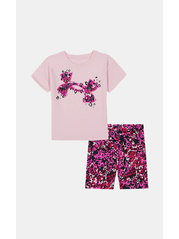 Under Armour Dekliški set Under Armour UA PRINTED BIKE SHORT SET-PNK
