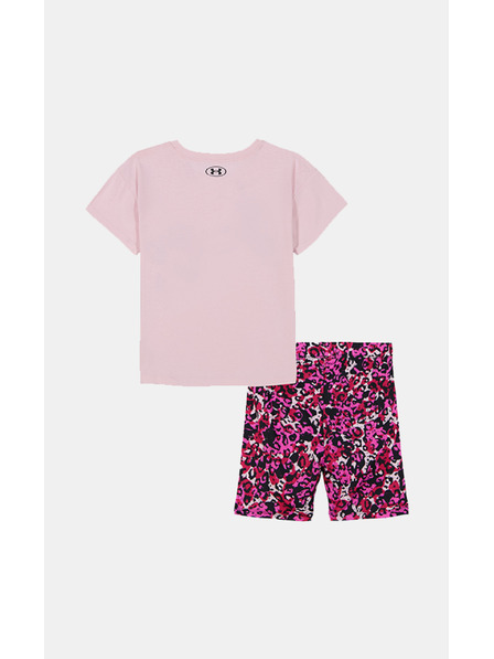 Under Armour Dekliški set Under Armour UA PRINTED BIKE SHORT SET-PNK