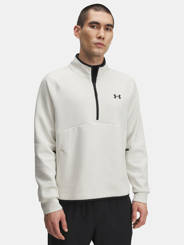 Under Armour Moški pulover Under Armour UA Unstoppable Flc Half Zip-WHT