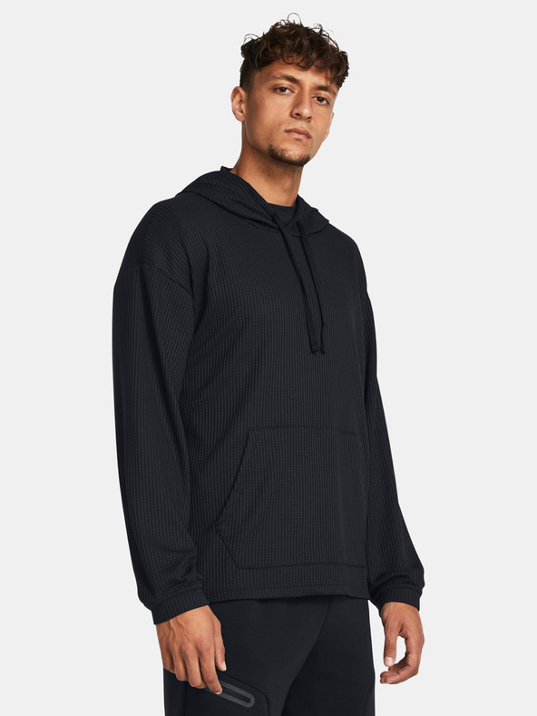 Under Armour Moški pulover Under Armour UA Rival Waffle Hoodie-BLK
