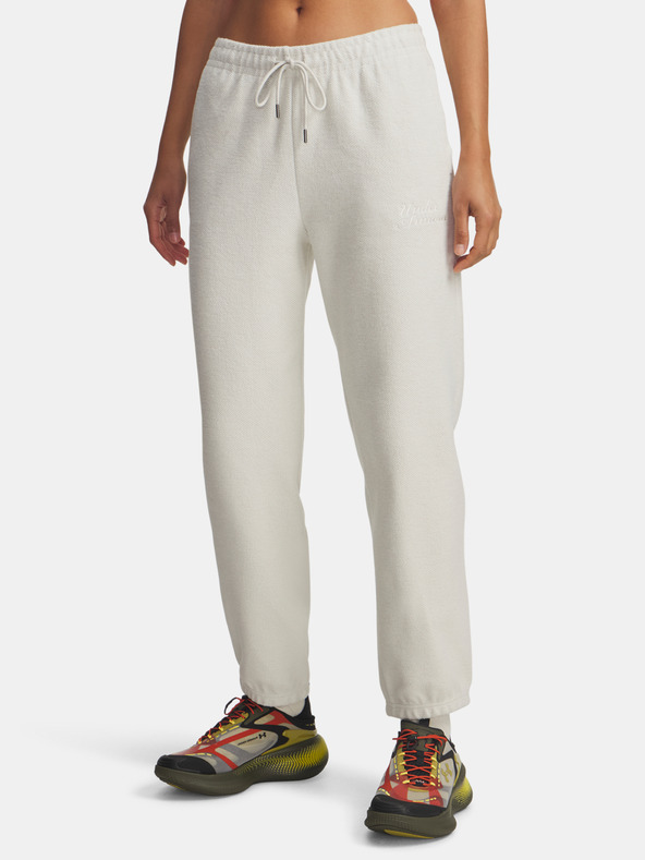 Under Armour Ženske spodnji del trenirke Under Armour Icon Terry Varsity Jogger-WHT