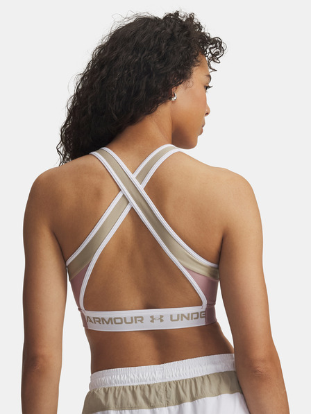 Under Armour Ženski nedrček Under Armour UA Crossback Mid Open Back-PNK