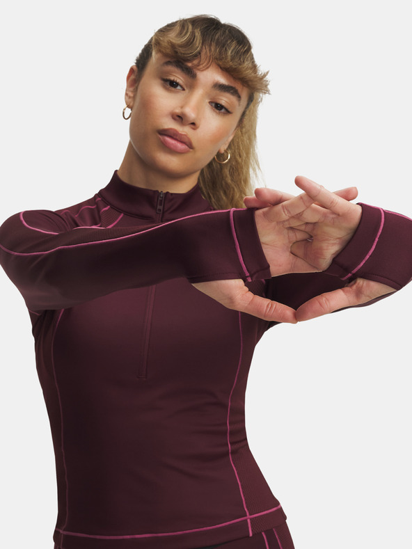 Under Armour Ženska majica Under Armour UA ColdGear Textured 1/2 Zip-RED