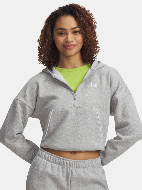 Under Armour Ženski pulover Under Armour Rival Flc Piped HZ Hoodie-GRY