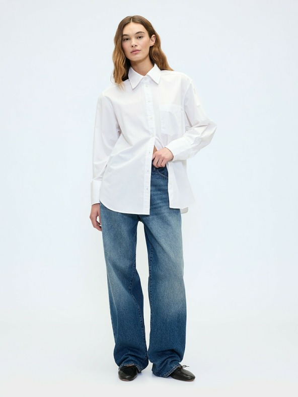 GAP Oversize poplin srajca z logotipom Big Shirt GAP