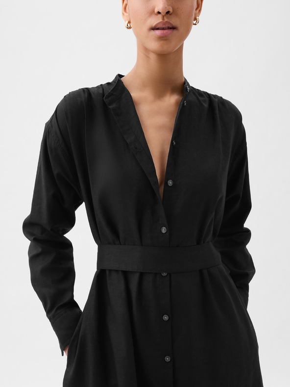 GAP Lanene črtaste oversize srajčne obleke GAP