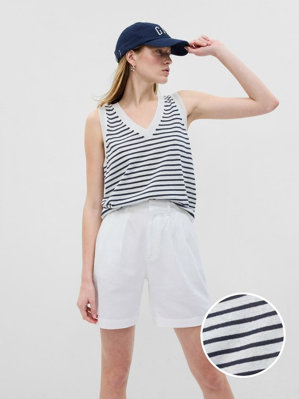 GAP Lanena črtasta jopica brez rokavov GAP