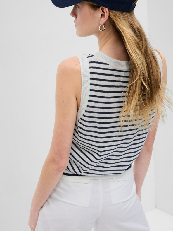 GAP Lanena črtasta jopica brez rokavov GAP