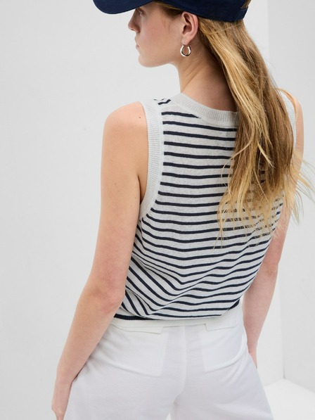 GAP Lanena črtasta jopica brez rokavov GAP