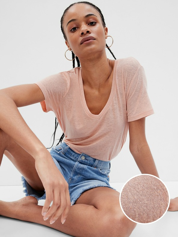 GAP Lanena majica s kratkimi rokavi GAP