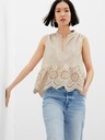 GAP Bombažen peplum crop top z čipko GAP