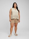 GAP Bombažen peplum crop top z čipko GAP