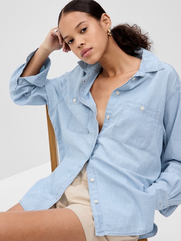 GAP Srajca Chambray Oversized Big Shirt GAP