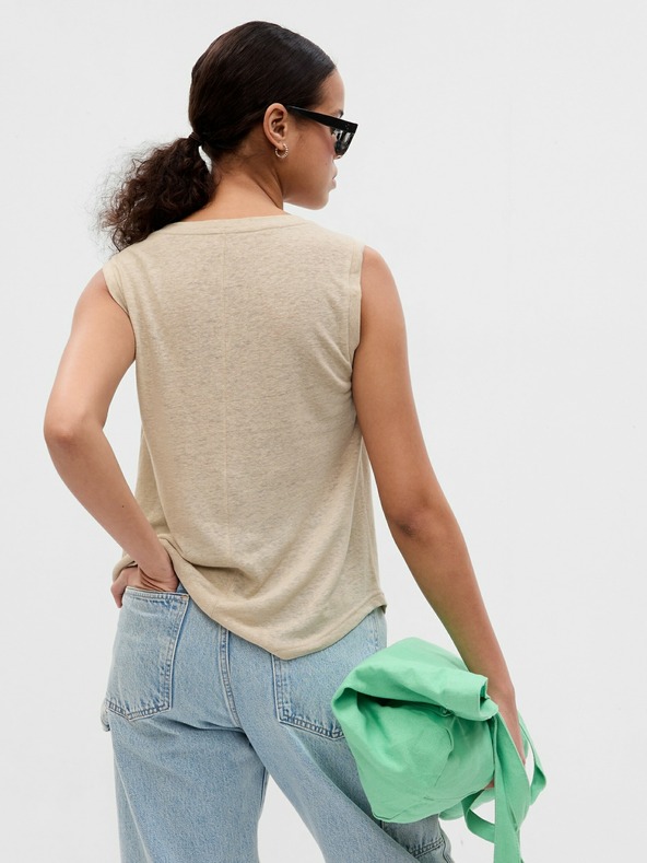 GAP Lanena majica brez rokavov GAP