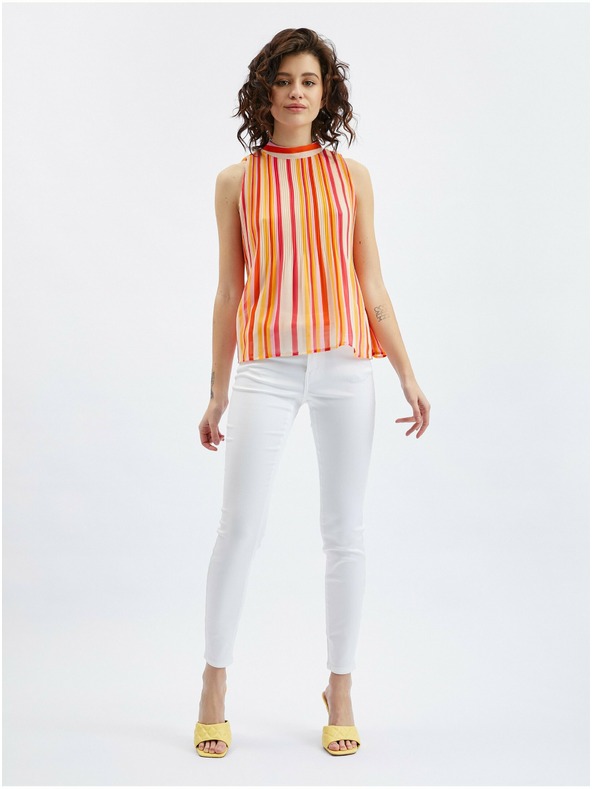 Orsay Rožnato-oranžna ženska črtasta bluza ORSAY