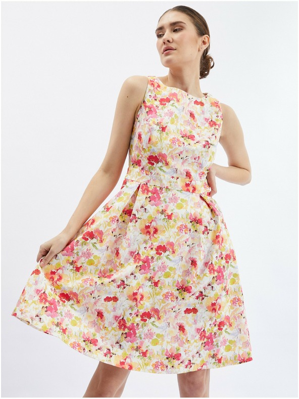 Orsay Rdeče-krem ženska cvetlična obleka ORSAY