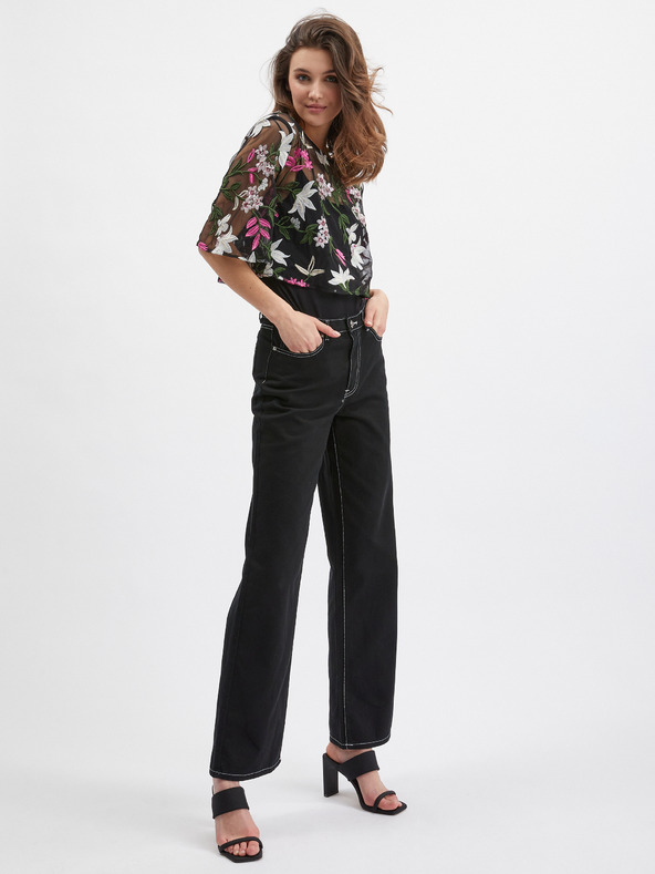 Orsay Črna ženska cvetlična bluza ORSAY