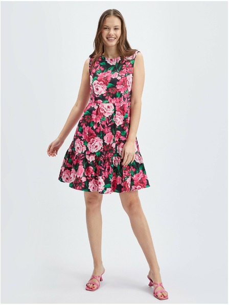 Orsay Črno-rožnata ženska cvetlična obleka ORSAY