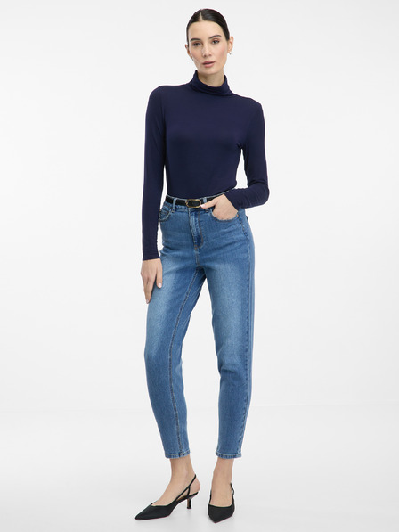 Orsay Temno modra ženska majica z ovratnikom ORSAY