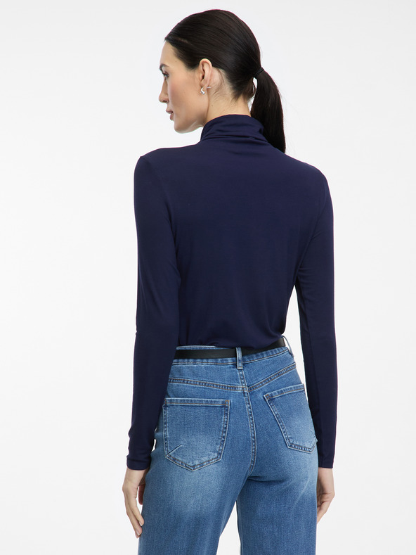 Orsay Temno modra ženska majica z ovratnikom ORSAY