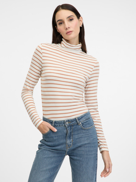 Orsay Bež ženska progasta majica z dolgimi rokavi ORSAY