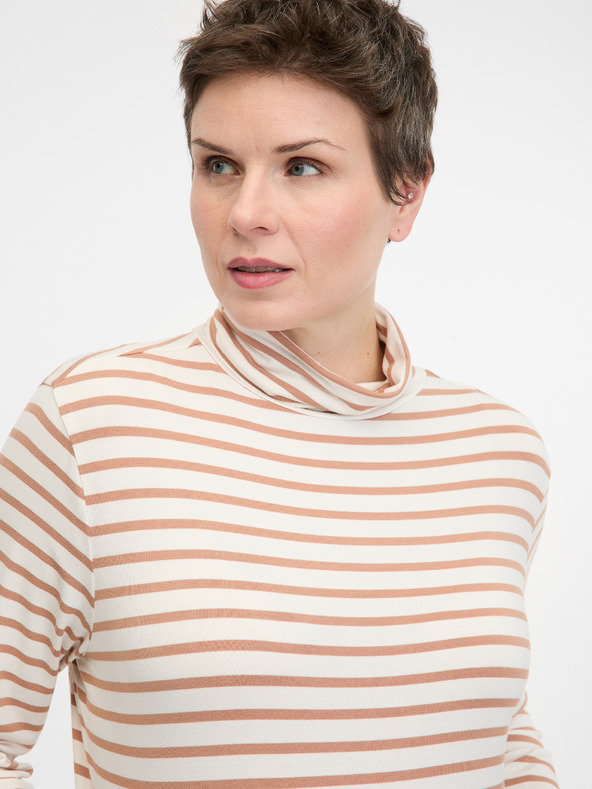 Orsay Bež ženska progasta majica z dolgimi rokavi ORSAY