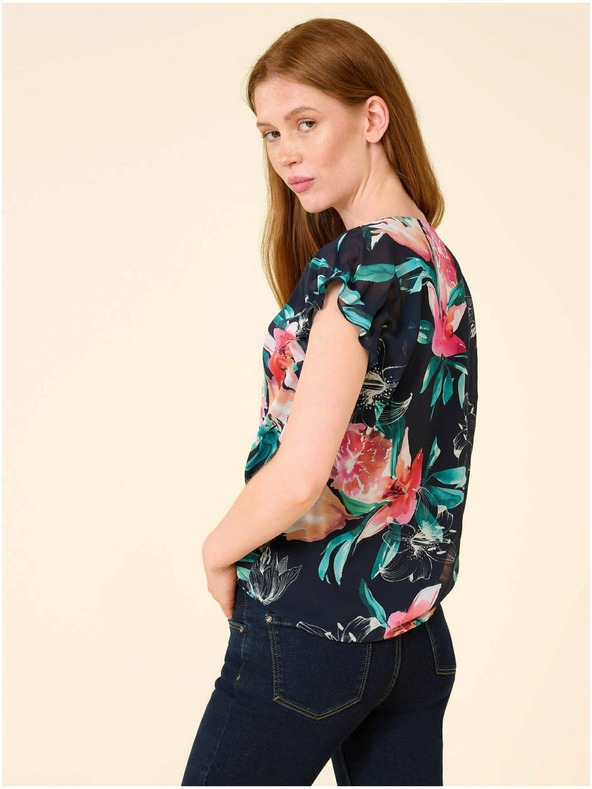 Orsay Temno modra cvetlična bluza ORSAY