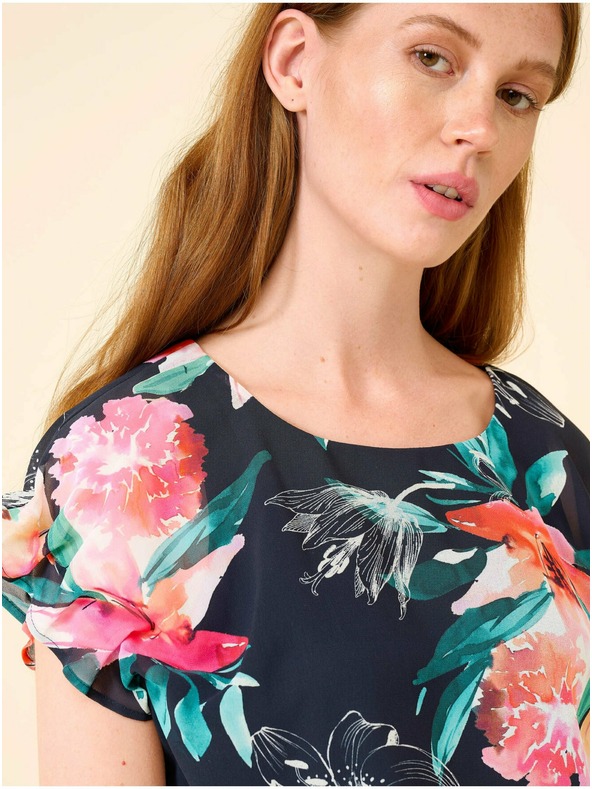 Orsay Temno modra cvetlična bluza ORSAY