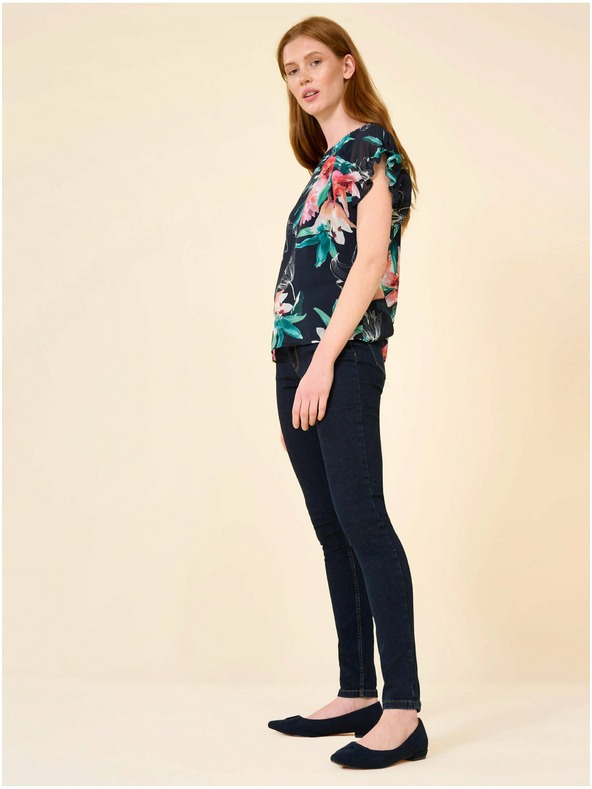 Orsay Temno modra cvetlična bluza ORSAY