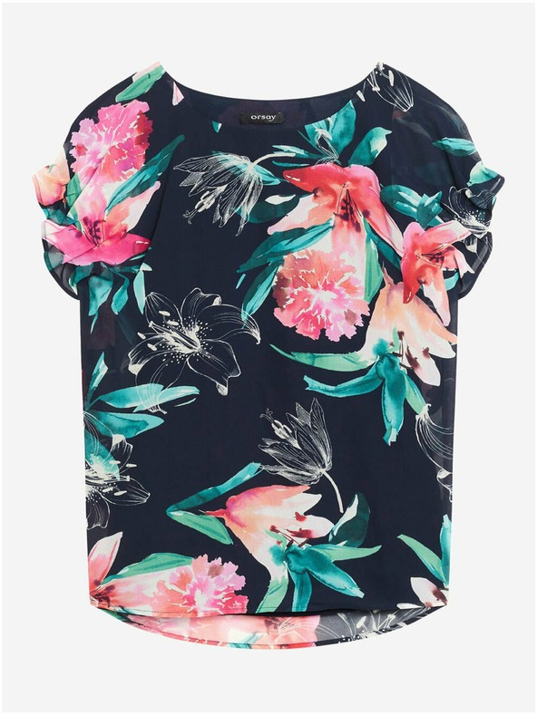 Orsay Temno modra cvetlična bluza ORSAY