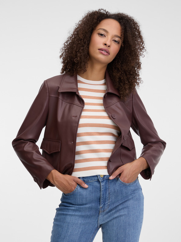 Orsay Temno rjava ženska usnjena jakna ORSAY