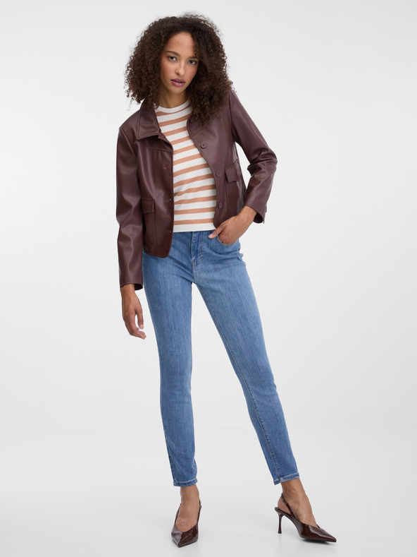 Orsay Temno rjava ženska usnjena jakna ORSAY