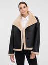 Orsay Črna ženska usnjena jakna z krznom ORSAY
