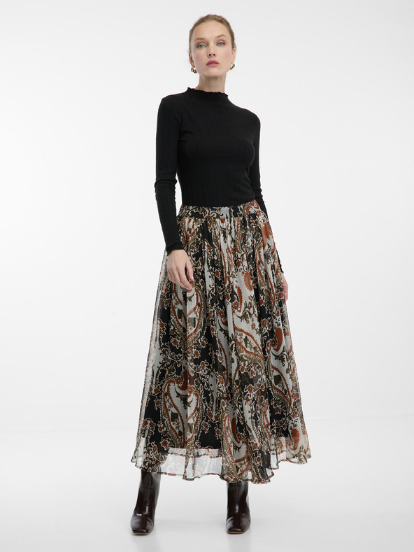 Orsay Rjavo žensko vzorčasto midi krilo ORSAY