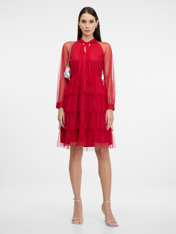 Orsay Rdeča ženska obleka do kolen ORSAY