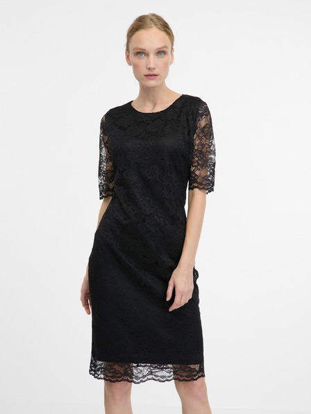 Orsay Črna ženska obleka do kolen ORSAY