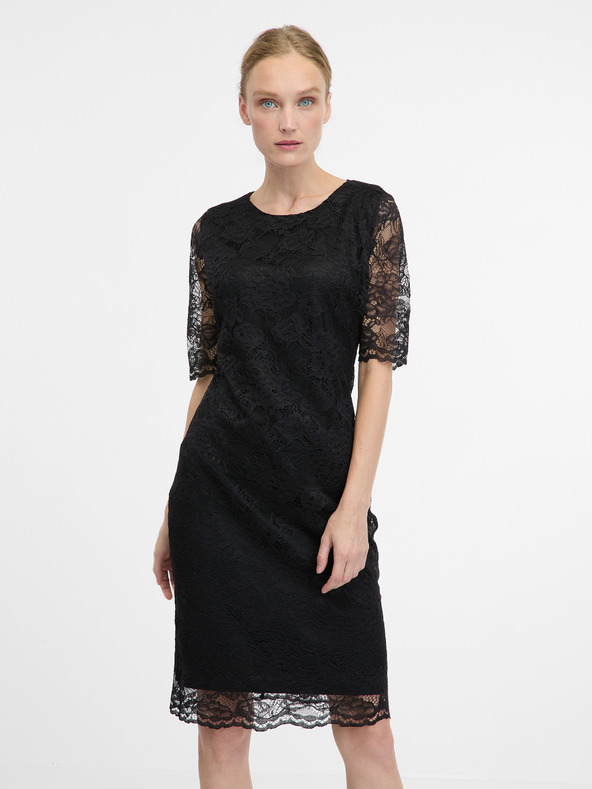 Orsay Črna ženska obleka do kolen ORSAY