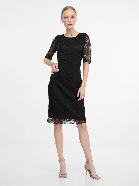 Orsay Črna ženska obleka do kolen ORSAY