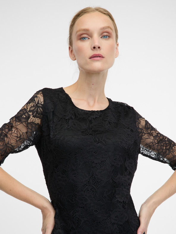 Orsay Črna ženska obleka do kolen ORSAY