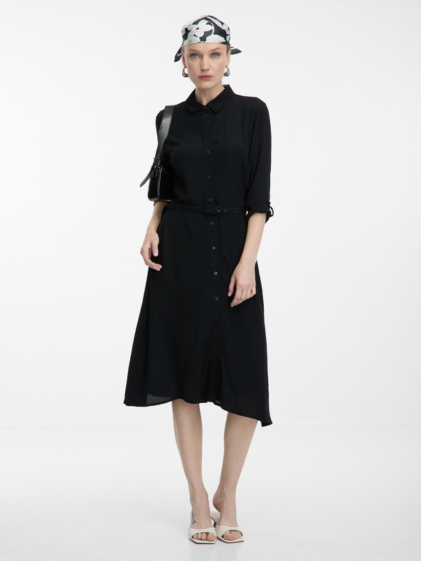 Orsay Črne ženske srajčne obleke do kolen ORSAY