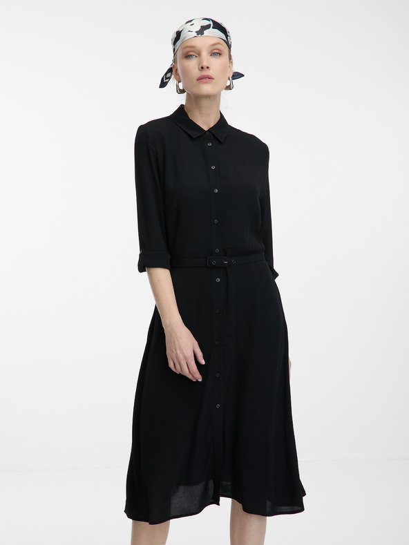 Orsay Črne ženske srajčne obleke do kolen ORSAY