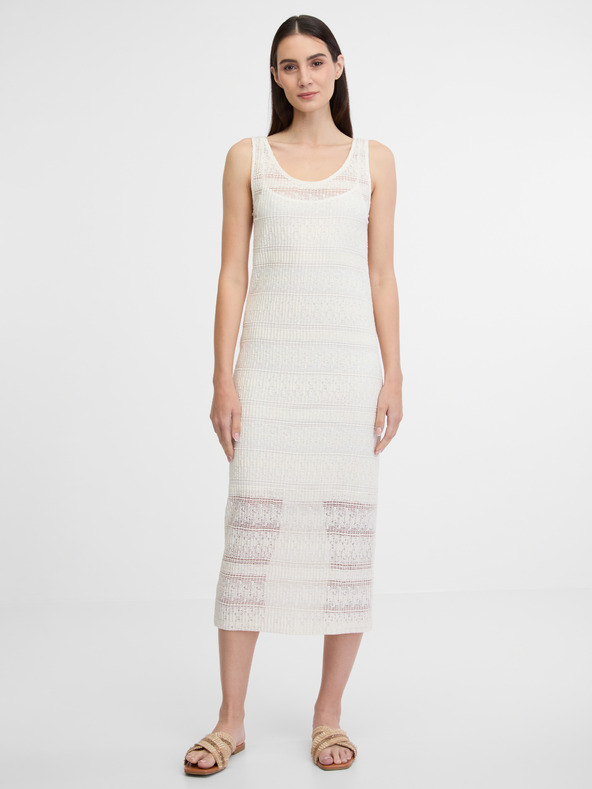 Orsay Krem ženska midi obleka ORSAY