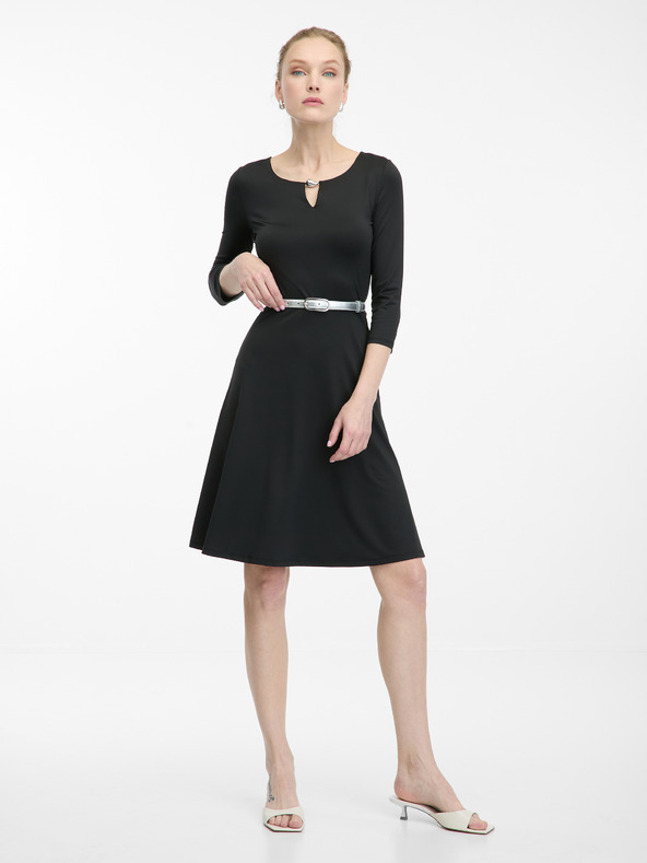 Orsay Črna ženska obleka do kolen ORSAY