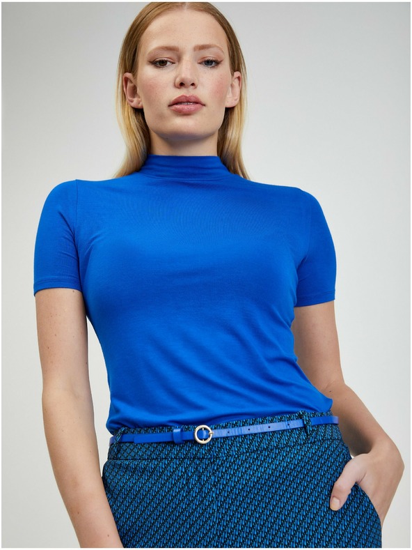 Orsay Črno-modre ženske vzorčaste hlače ORSAY