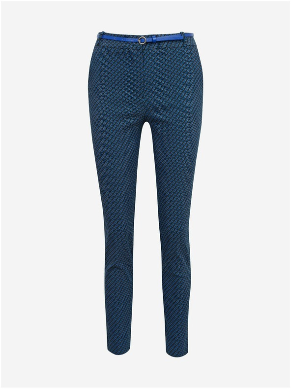 Orsay Črno-modre ženske vzorčaste hlače ORSAY