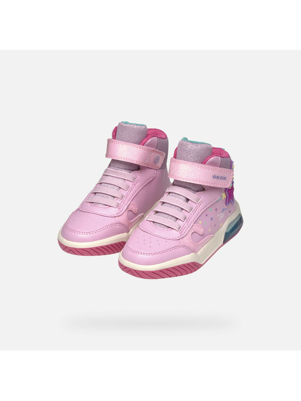 Geox Rožnata dekliška svetleča gležnjarska obutev Geox Inek Girl