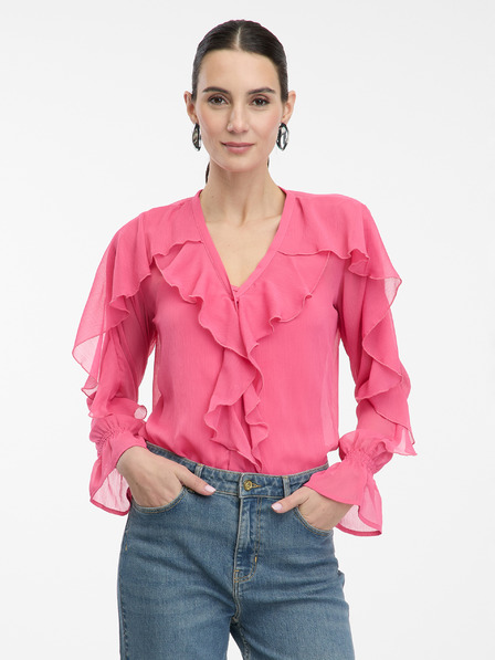 Orsay Rožnata ženska bluza z volani ORSAY